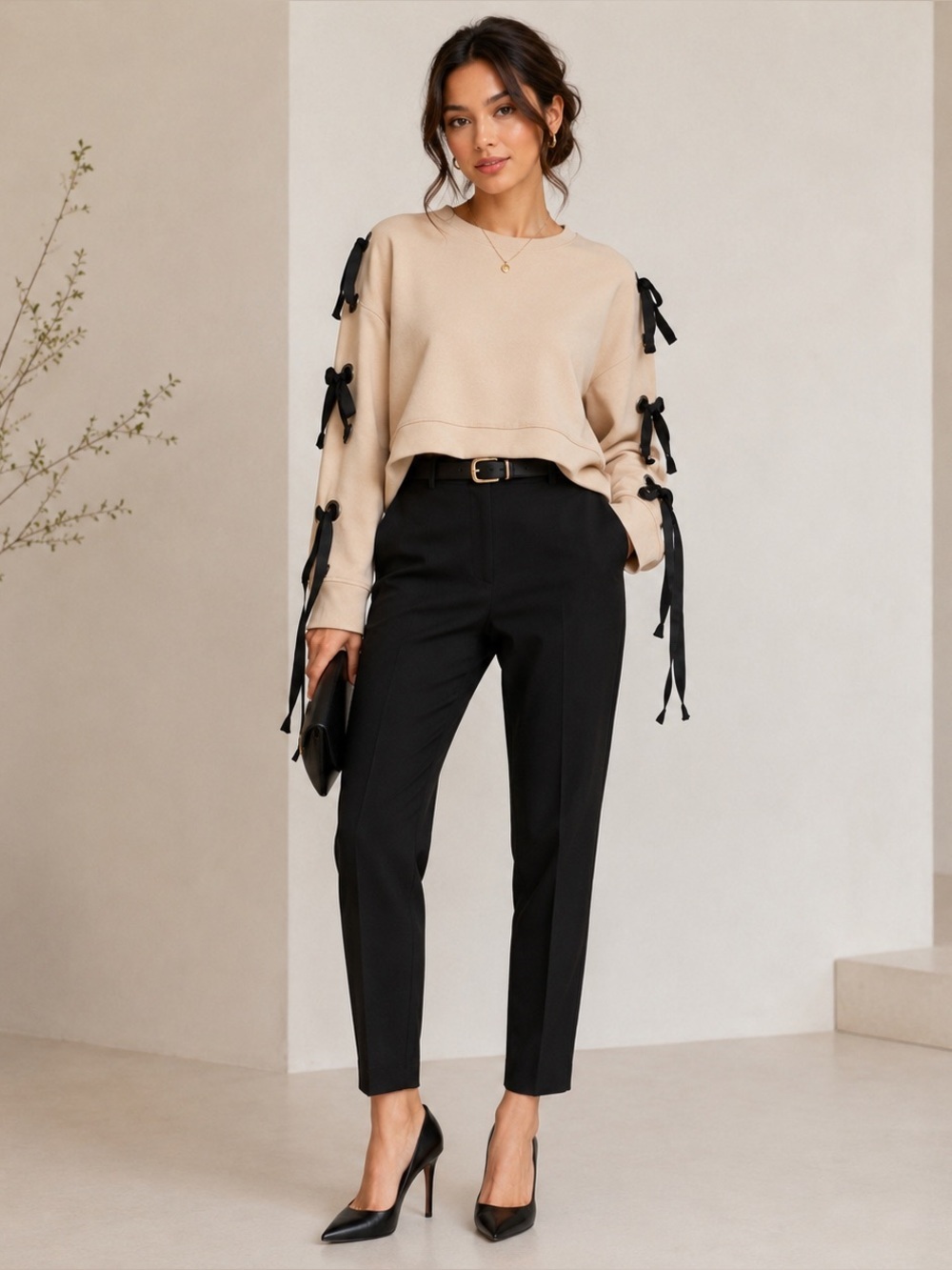 Zara Black Stretch Waist Skinny Trousers 1608/021